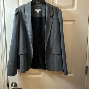 Elle Women's Charcoal and Black Polka Dot Blazer